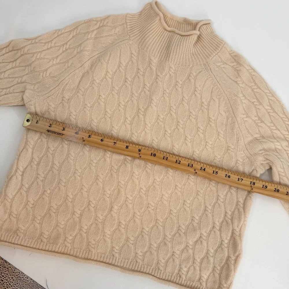 J. Crew Cashmere Cable Knit Mock Neck Sweater Soft Girl Aesthetic L‎